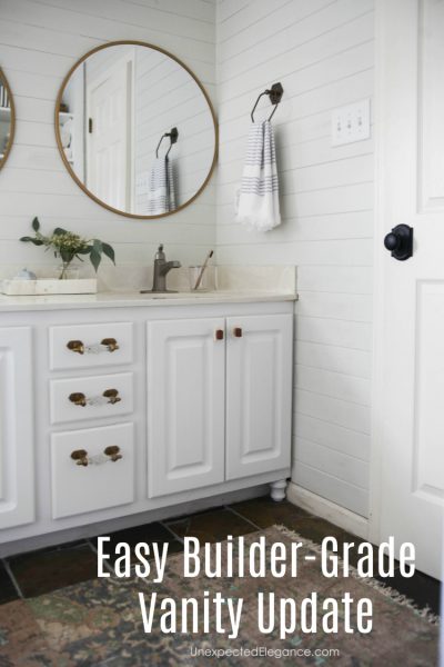 How to Transform a Builder Grade Bathroom Vanity for LESS